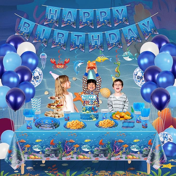 246 Pack Under the Sea Party Supplies Ocean Sea Party Tableware Set