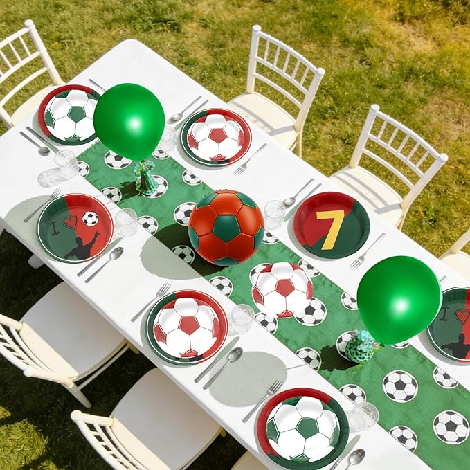 180Pcs Soccer Party Supplies Paper Plates and Napkins Serve 60