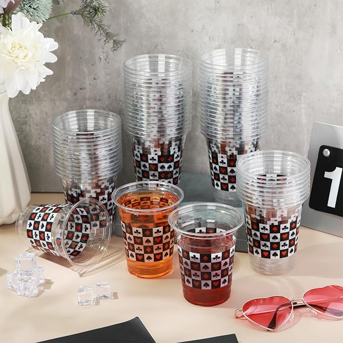 60 Pcs Casino Theme Party Decorations 12 oz Casino Cups Plastic