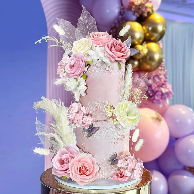 33 PCS Boho Cake Topper Decorations Vintage Artificial Rose Flowers Le