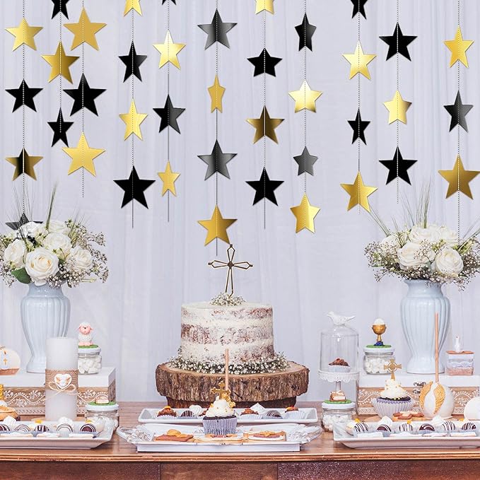 Patelai Glitter Star Garland Banner 2026 Party Decor 130 Feet Star