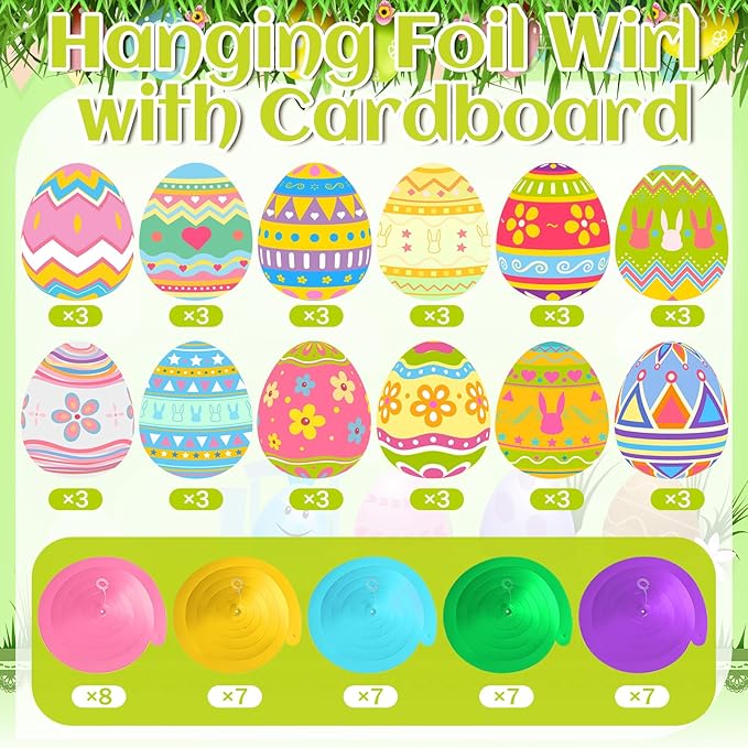 72 Pcs Easter Egg Hanging Swirl Ceiling Decorations Hanging