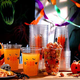 100 Pcs Halloween Plastic Cups Bulk 16 oz Disposable Halloween Boo
