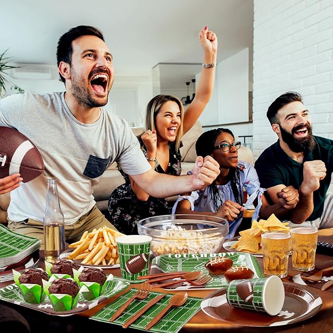 400 Pcs Football Party Supplies Paper Round Square Plates and