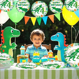 96Pcs Dinosaur 4th Birthday Decorations Dinosaur 4th Birthday Plates