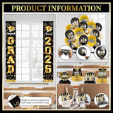 Graduation Decorations Class of 2026 Black and Gold Party Decor Set