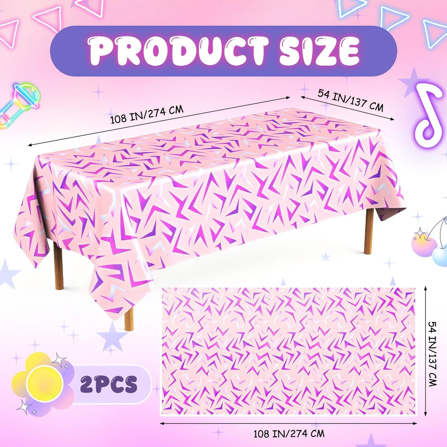 Gilprop 4 Pcs Kpop Pink Lightning Crack Birthday Party Tablecloth