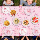 Pink Bow Party Plates and Napkins Supplies - 25 Disposable Plates, 25