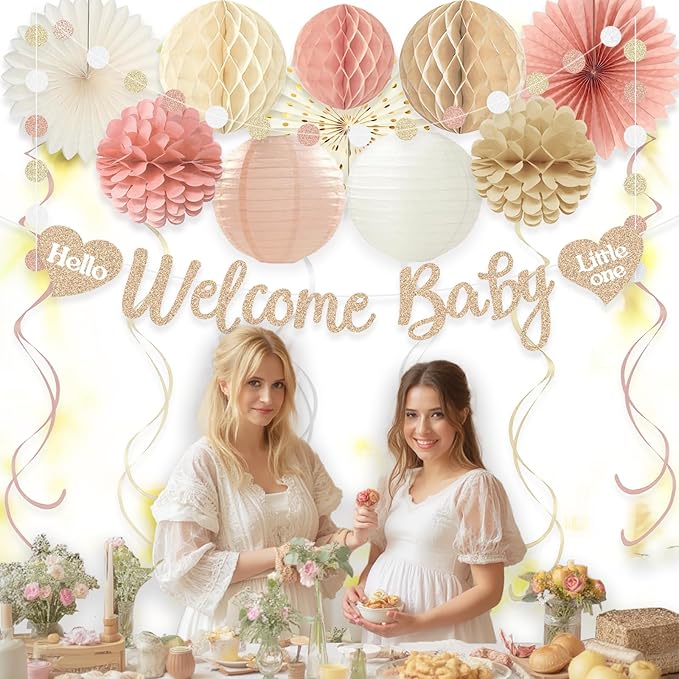 Boho Baby Shower Decorations for Girl Pre Strung Welcome Baby Banner