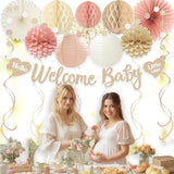 Boho Baby Shower Decorations for Girl Pre Strung Welcome Baby Banner