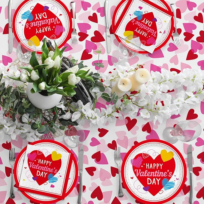 Valentine's Day Party Supplies Set for 25 Elegant Disposable Paper