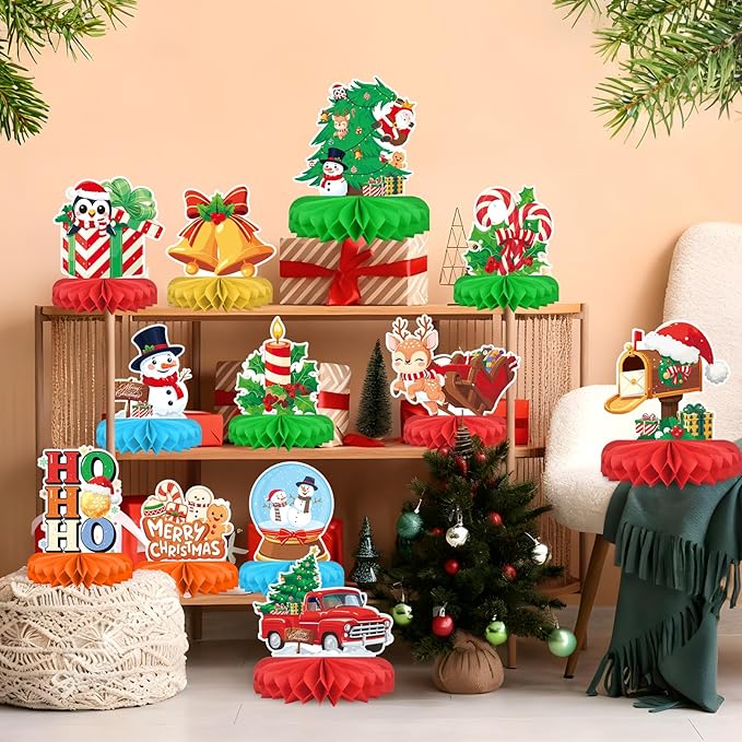 Christmas Party Decorations Festive Christmas Honeycomb Centerpieces