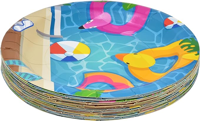 122 Pcs Pool Party Supplies Set Paper Plate Cup Napkin for Summer