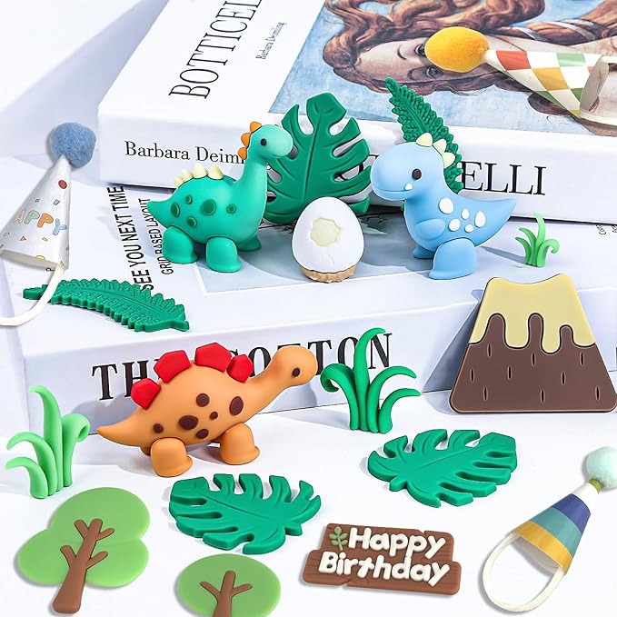 Simpfo 27 PCS Dinosaur Cake Topper Birthday Decorations Set with