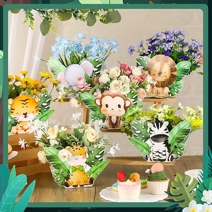 24 Pcs Safari Baby Shower Decorations Jungle Theme Birthday