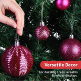 Prextex 36-Pieces Fuchsia Pink Christmas Ornaments Set -
