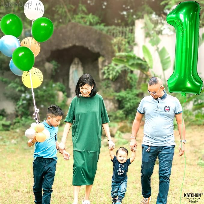 KatchOn, Green 1 Balloon Number for First Birthday - 40 Inch | Number