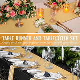 Breling 8 Pack New Year Black and Gold Disposable Plastic Tablecloths
