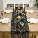 Artoid Mode Black Gold Gauze Table Runner 59x120 Inch 10FT, Glitter