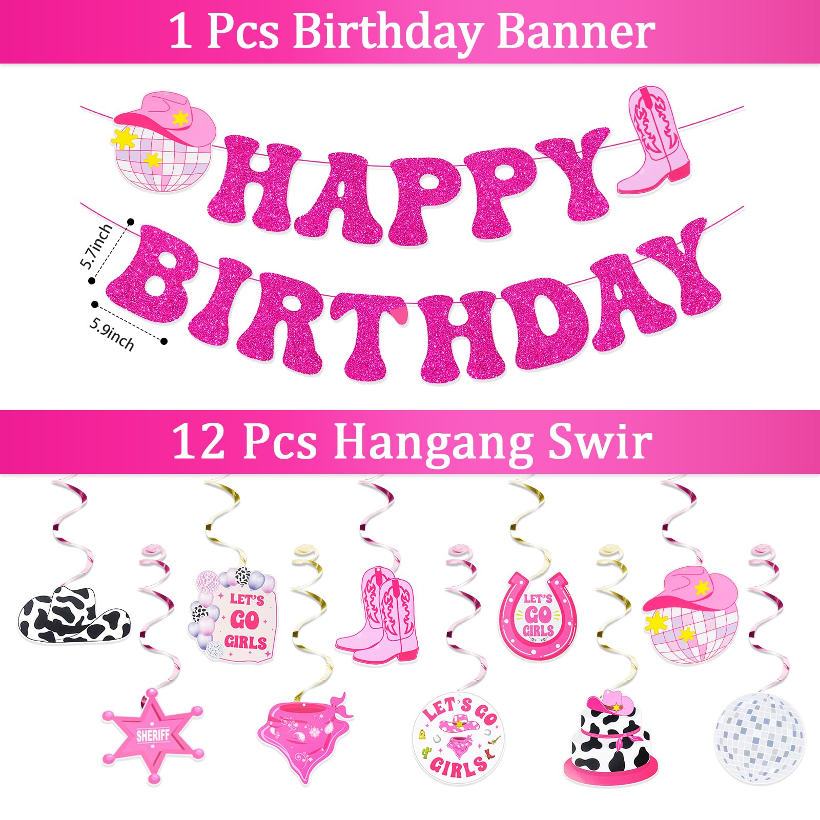 Cowgirl Birthday Party Decorations, Disco Cowgirl Party Supplies with