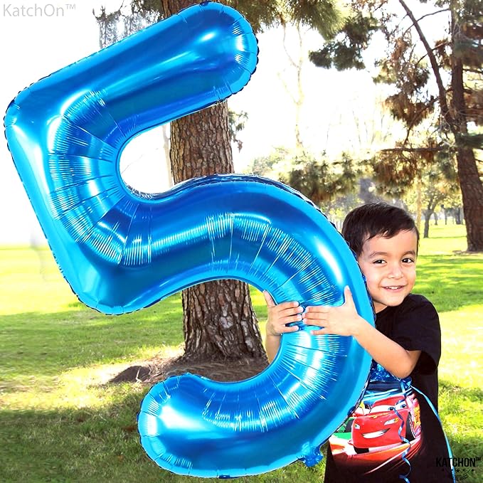 KatchOn, Giant Blue Five Balloon Number - 40 Inch | Number 5 Balloon,