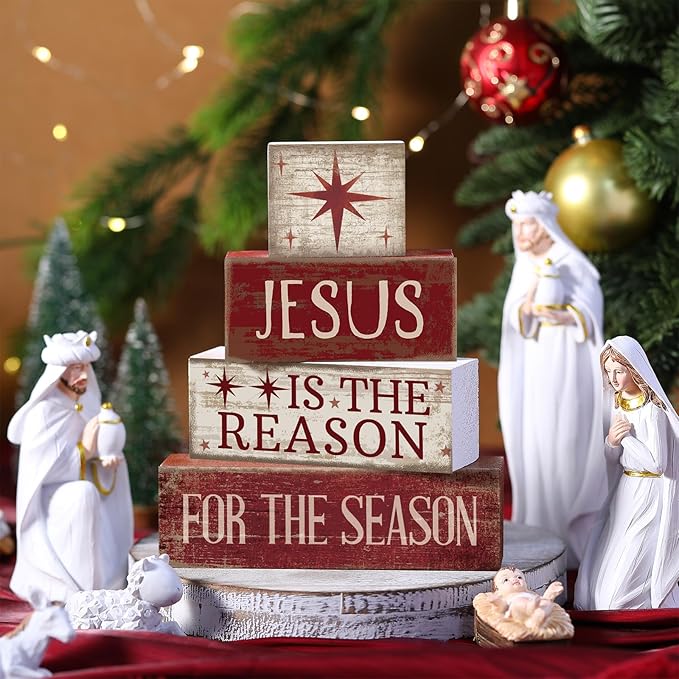 4 Pcs Christmas Table Decoration Jesus Decor Christmas Tiered Tray