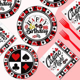 96Pcs Casino Party Decorations Poker Plates and Napkins Disposable