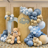 HILAVO Dusty Blue Balloons 12 Inch Pastel Fog Blue Slate White Sand