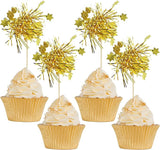Gyufise 30Pcs Star Foil Firework Cupcake Toppers Sparkle Tinsel Cake