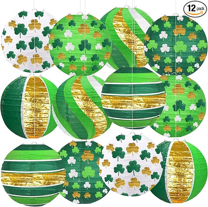 St Patricks Day Decorations Paper Lanterns 8 Round Hanging Green