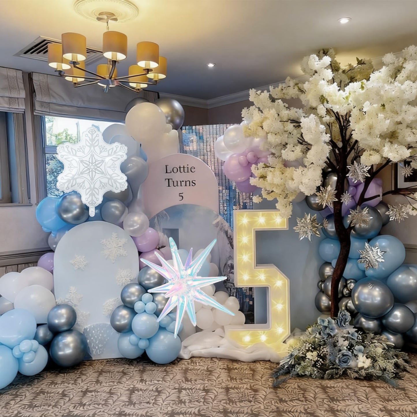 Froova Snowflake Balloons Light Baby Pastel Blue and White Balloons