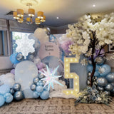 Froova Snowflake Balloons Light Baby Pastel Blue and White Balloons