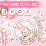 142 Pcs Happy Easter Plates and Napkins Easter Party Decorations