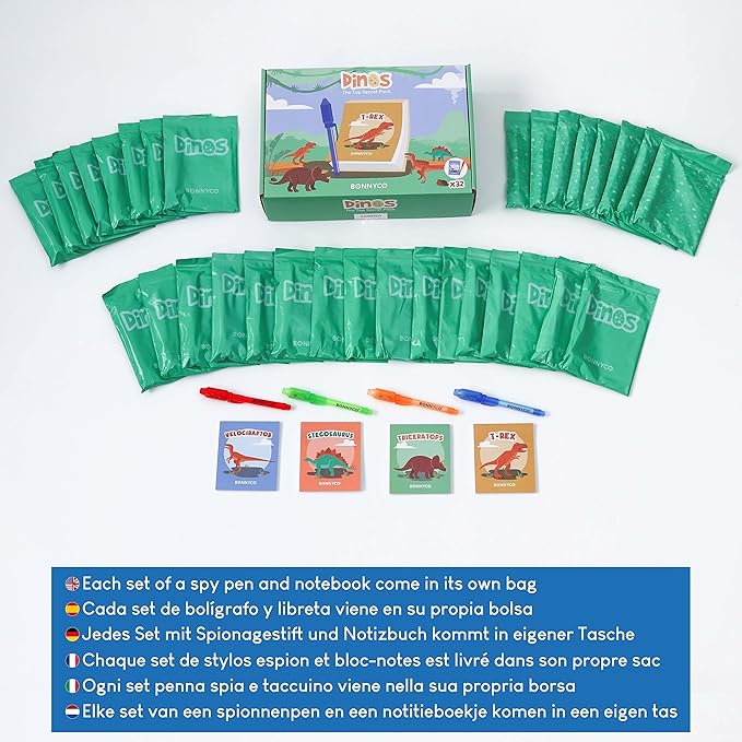 Invisible Ink Pen and Notebook Pack 32 Dinosaur Party Favors for