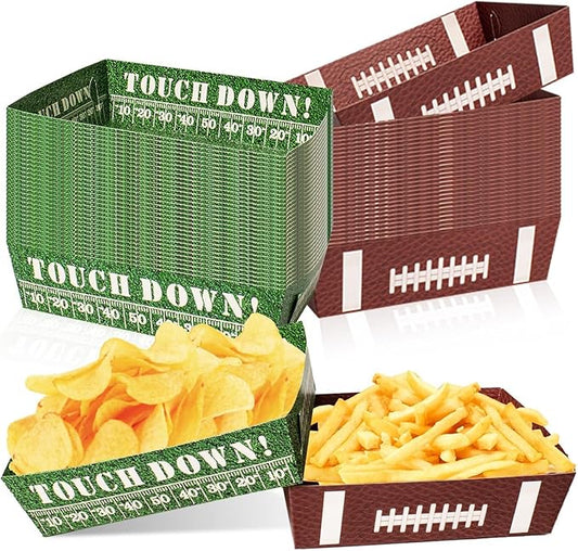 50 Pcs Football Party Decorations Disposable Food Tray for Super