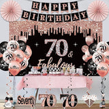 70th Birthday Decorations for Women 33pcs Kit with Crown Sash Banner