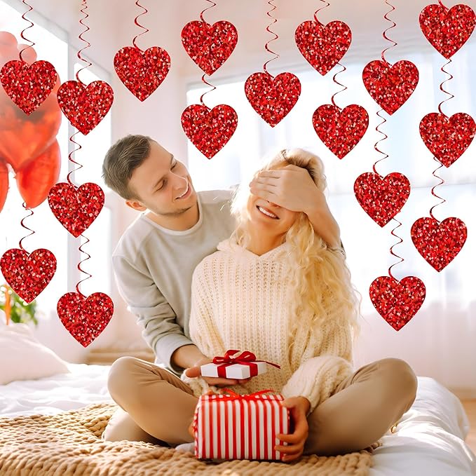 36 Pcs Valentine's Day Hanging Decorations Heart Hanging Swirl