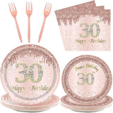 24 Sets 30th Rose Gold Birthday Party Decrations for Women 30