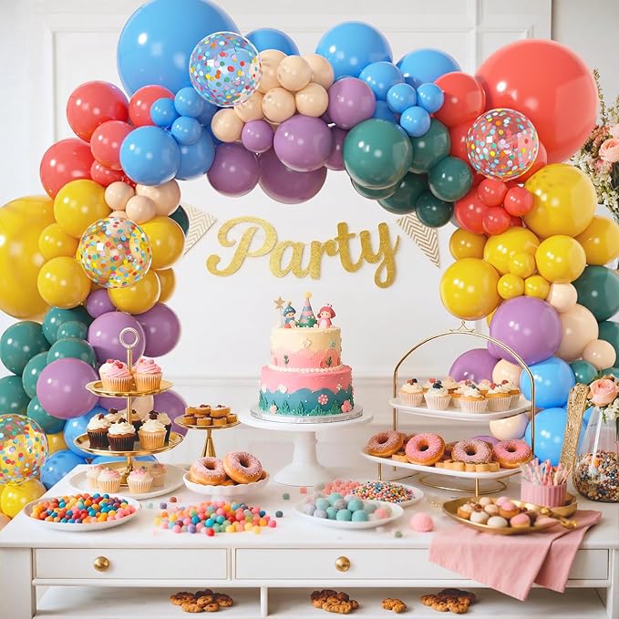 Amandir 153pcs Colorful Rainbow Balloons Arch Kit Assorted Colors