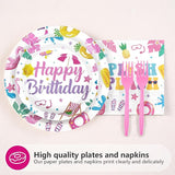96Pcs Pool Party Decorations Pink Flamingo Pool Plates and Napkins