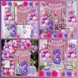 Pink Purple 3rd Birthday Party Decorations for Girls Number 3