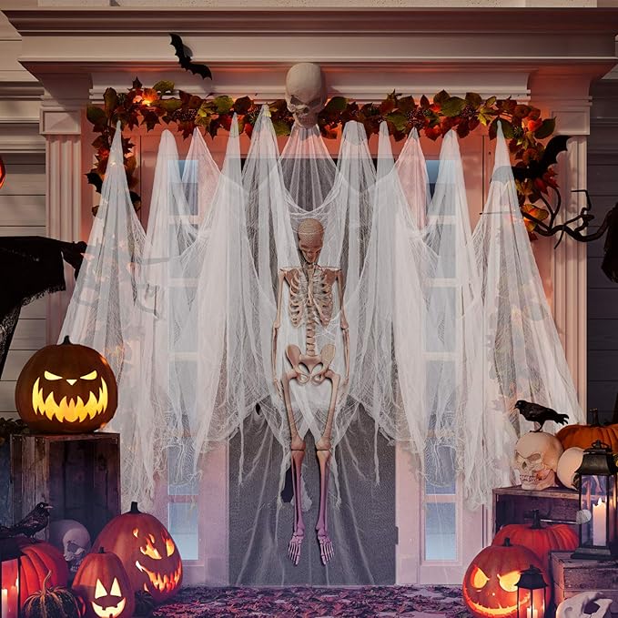 Halloween White Creepy Cloth 276 x 87 Inch Spooky Halloween Creepy
