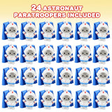 Mini Astronaut Paratroopers, 24-Pack Parachute Toys for