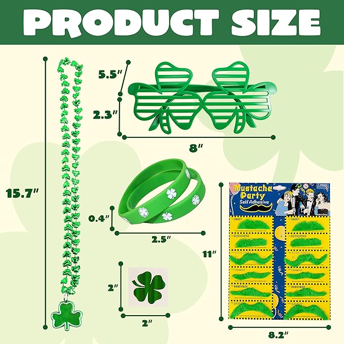 144 PCS St Patrick's Day Party Favor Accessories with 12 Green