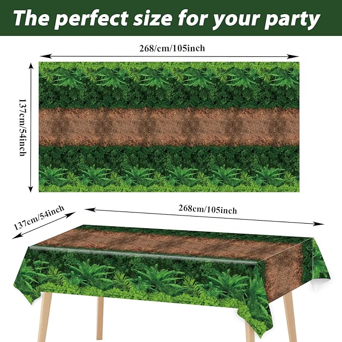 3pcs Forest Path Tablecloth Dinosaur Party Tablecloth Woodland