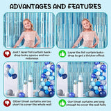 Voircoloria 2 Pack 3.3x8.2 Feet Light Blue Foil Fringe Backdrop