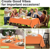 QIKSION Orange Plastic Table Cloth Disposable 12 Pack, 54 x 108 Inch