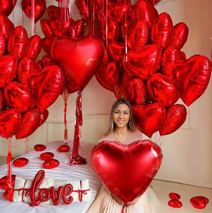 Valentines Day Balloons with Heart Shape love Foil Balloons for