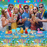 172 Pcs Summer Beach Party Supplies Serves 24 Pool Beach Tableware