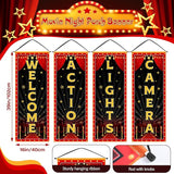 4 Pcs Movie Night Porch Banner Movie Themed Party Decorations